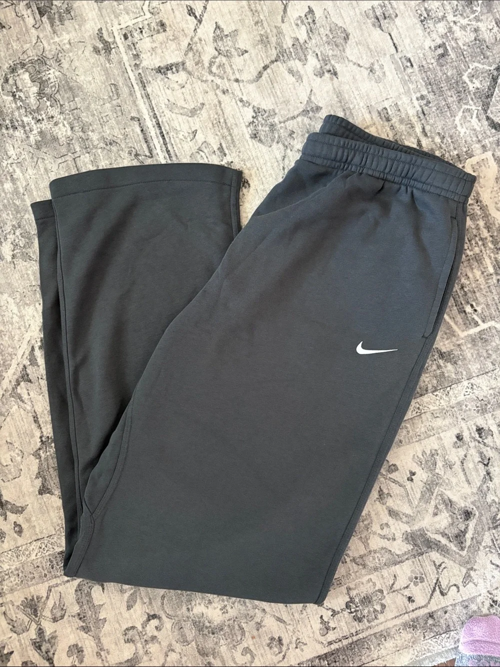 Nike Dark Gray Mens Jogger Sweatpants with White Swoosh